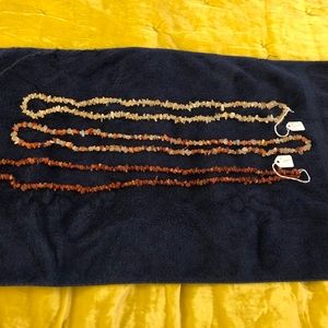 Set of 3 36” Gemstone Necklaces - Amber & Citrine